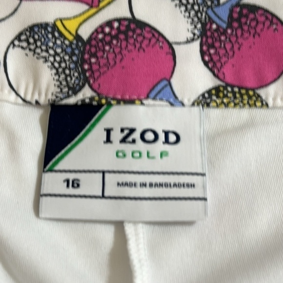 IZOD Golf Skort Women's 16 White Pink Golf Ball Tee Print Pockets Side Zip - Picture 11 of 14